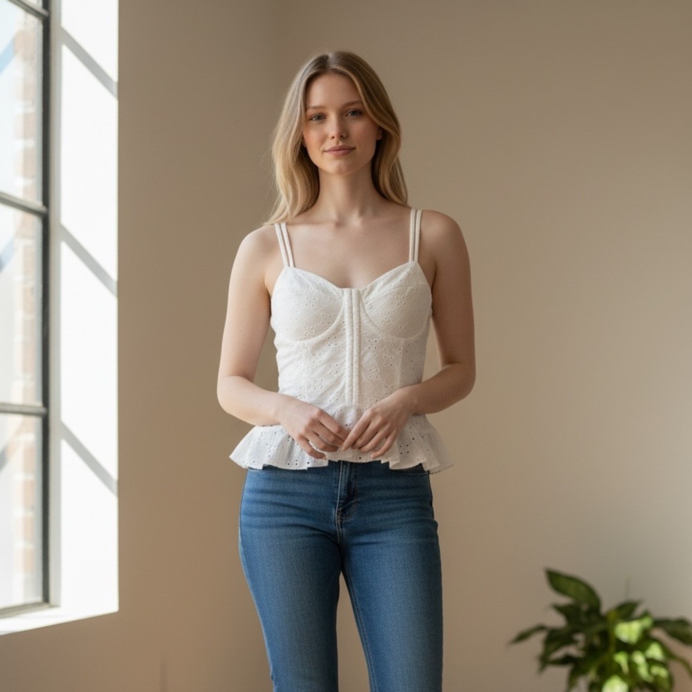 Rue21 White Eyelet Crop Top